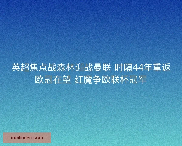 英超焦点战森林迎战曼联 时隔44年重返欧冠在望 红魔争欧联杯冠军