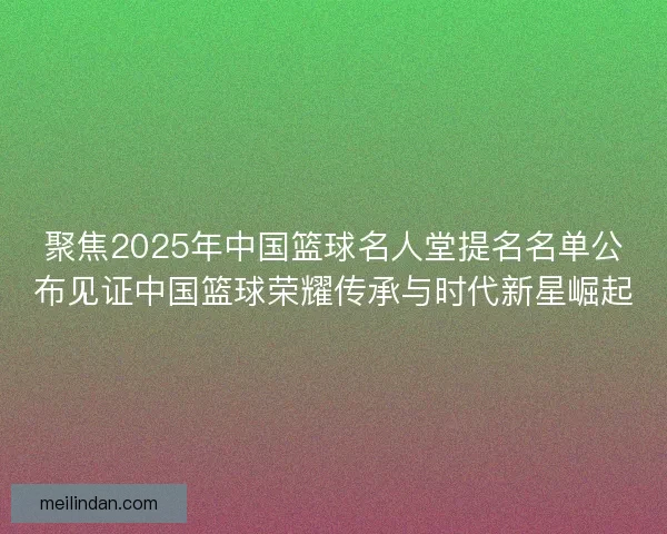 聚焦2025年中国篮球名人堂提名名单公布见证中国篮球荣耀传承与时代新星崛起